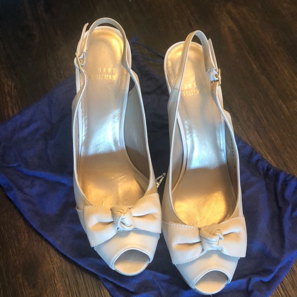 Stuart Weitzman Cream Peep Toe 8.5
